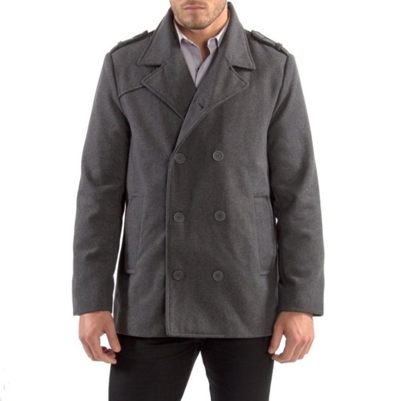 Alpine Swiss Other - Alpine Swiss Jake Mens Wool Pea Coat Double
Breasted Jacket Gray nwt